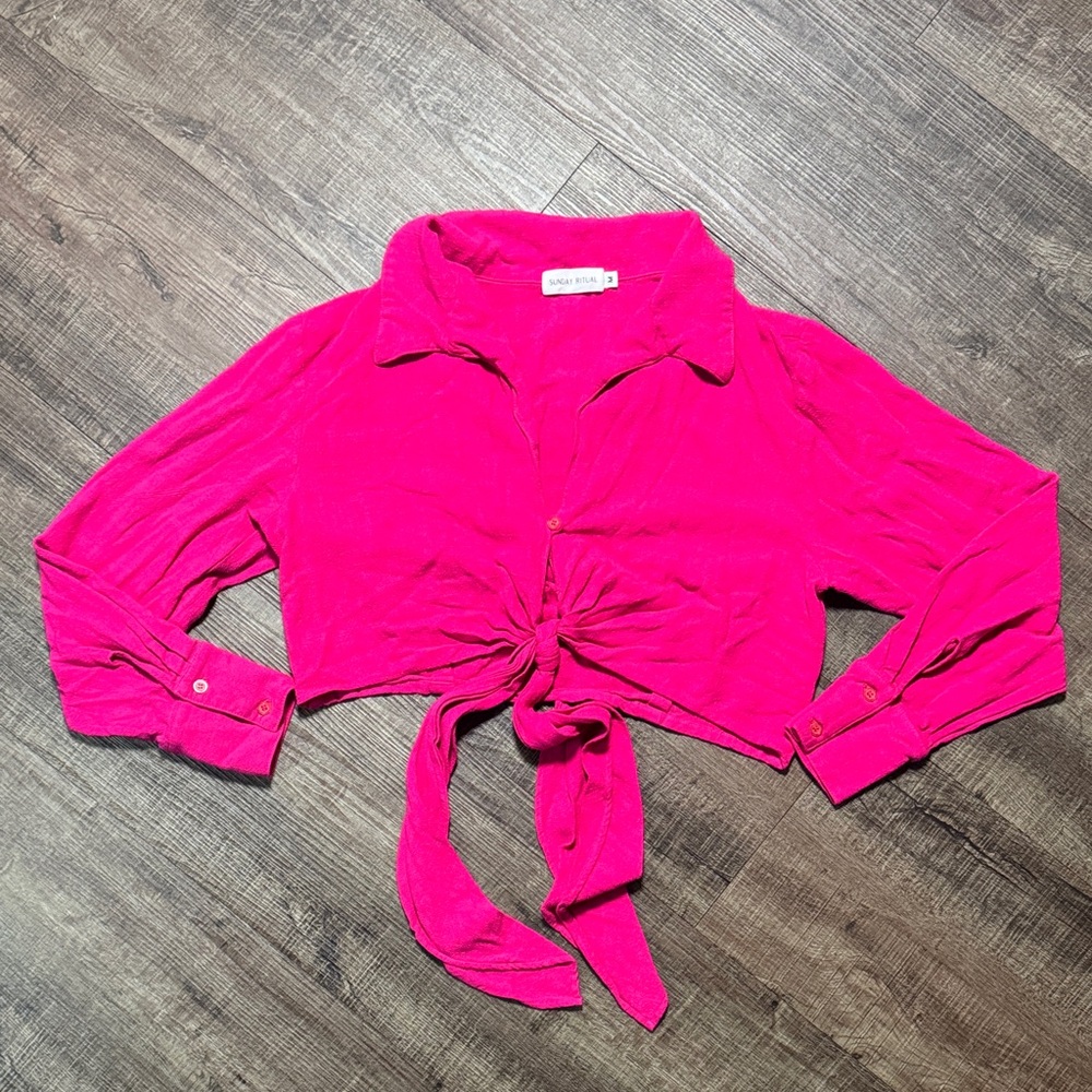 Sunday Ritual Rhea Wrap Top Fuchsia